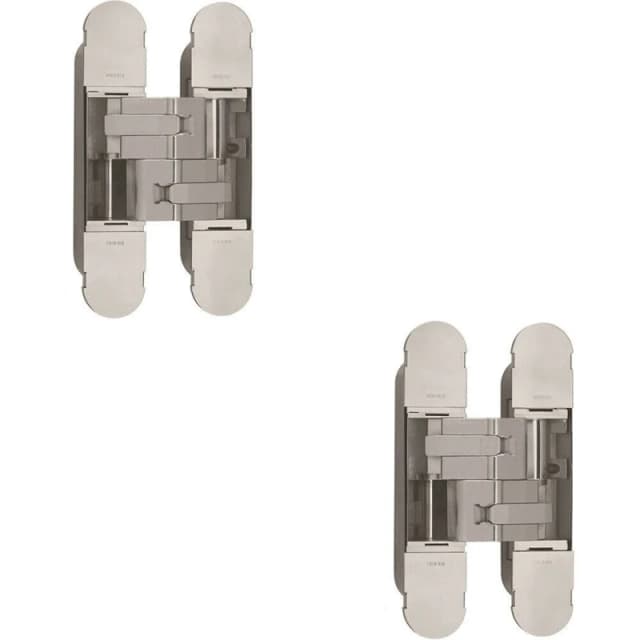 Loops 2x 160 x 32mm Concealed Heavy Duty Hinge Fits Unrebated Doors Polished Nickel Metallics