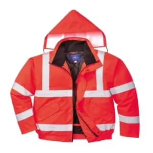Oxford Weave 300D Class 3 Hi Vis Bomber Jacket Red 2XL
