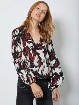 Mint Velvet Rio Print Blouson Top - Ivory