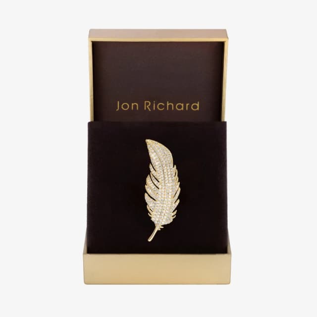 Jon Richard Gold Plated Cubic Zirconia Leaf Brooch - Gift Box Jewellery Sets One Size Gold 40861710000