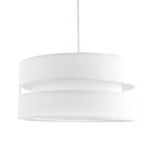 Happy Homewares Contemporary Quality White Linen Fabric Triple Tier Ceiling Pendant Light Shade