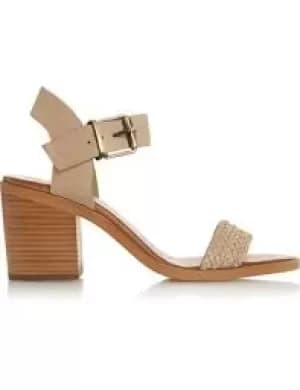 Bertie Taupe Leather 'Irine' Mid Block Heel Ankle Strap Sandals - 4