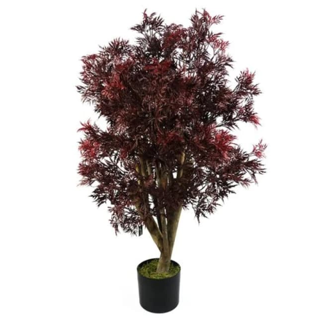 Leaf 120cm Red Aralia Tree Artificial UV Resistant Outdoor Green