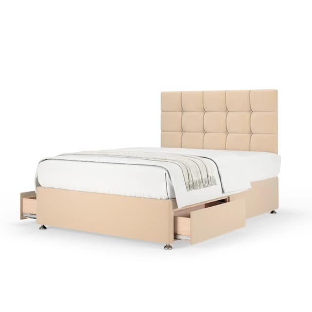 Bedmaster Bedmaster Plush Velvet 2 Drawer Divan Base And Square Headboard in Natural Size: Super King Natural Super King Unisex 7867870732386