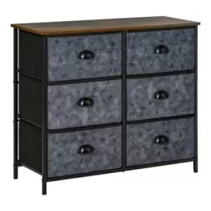 Homcom Fabric Cabinet With 6 Chests Of Drawers Grey And Black