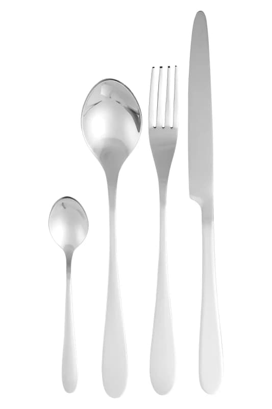 Premier Housewares 16Pc Cutlery Set, Elegant SIlver Finish Cutlery Set, Modern Stainless Steel Cutlery Set with Rounded Handles Silver