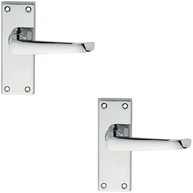 Loops 2x PAIR Straight Victorian Handle on Latch Backplate 150 x 42mm Polished Chrome Multi
