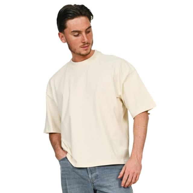 Casual Classics Mens Combed Ringspun Cotton Boxy Oversized T-Shirt in Stone Size: XS Stone Male XS