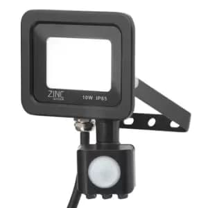 Zinc RYE LED PIR Slimline Floodlight 10W Daylight 180° Black