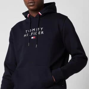 Tommy Hilfiger Mens Stacked Flag Pullover Hoodie - Desert Sky - L