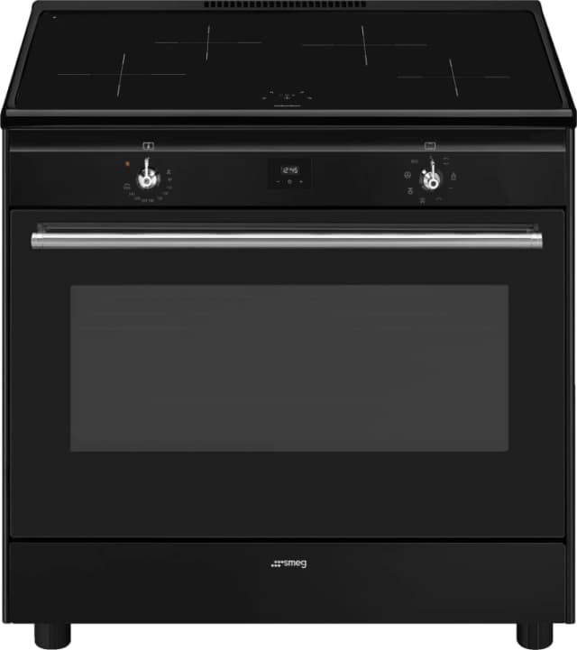 Smeg Concert CX91IMBL 90cm Electric Range Cooker with Induction Hob - Black - A Rated