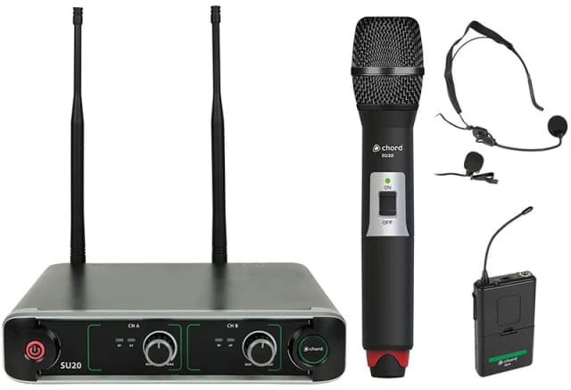 Citronic Citronic SU20 Dual UHF Combo Microphone Set 863.42 & 864.3 Red + Green AVS-217696
