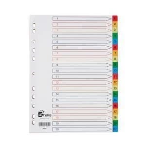 5 Star Elite A4 File Dividers Coloured Tabs Polypropylene