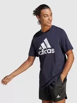 adidas Sportswear Essentials Single Shirt Big Logo T-Shirt - Navy, Size XS, Men