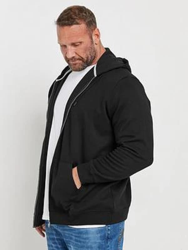 BadRhino Zip Through Diamond Quilted Hoodie Black