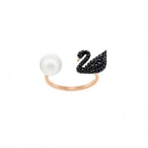 Swarovski Iconic Swan: Ring Blk Jet/Ros 58 - Multi
