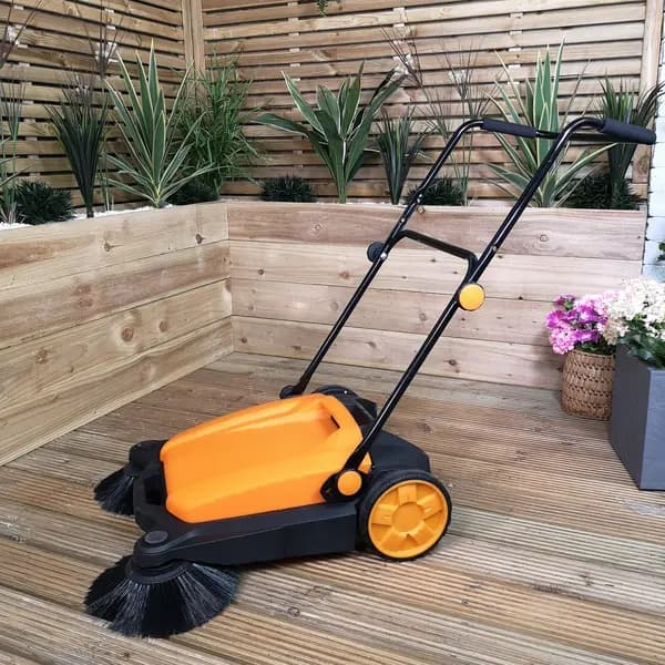 16 Litre Indoor Outdoor Twin Brush Garden Patio Floor Sweeper