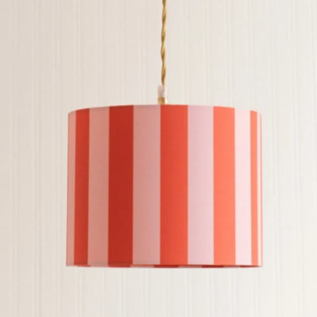 ValueLights ValueLights Callie Colour Clash Orange and Pink Stripe Fabric Drum Lamp Shade Size: Small Multi Small Unisex 5016529272489