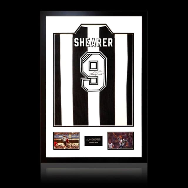 The Fan Cave Alan Shearer Signed Retro Newcastle United Shirt P Black unisex 850x600mm