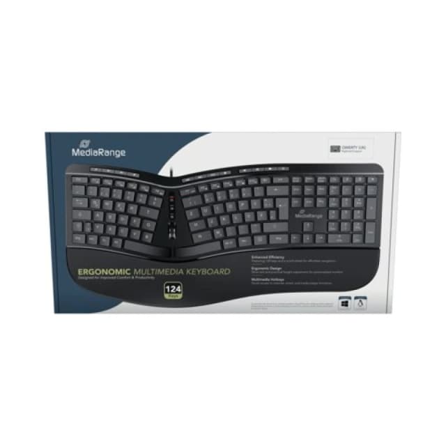 MediaRange Ergonomic Multimedia Keyboard Wired Black MROS120-UK