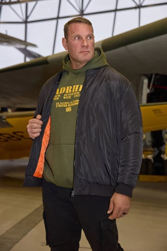 BadRhino Mens Zip Through Bomber Jacket in Black Size: 1XL Black Male 1XL