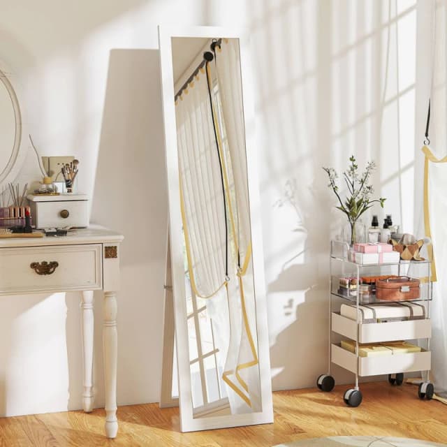 HOMCOM 37 x 157cm Full Length Mirror with Frame for Bedroom, White White Unisex 37 x 157 cm