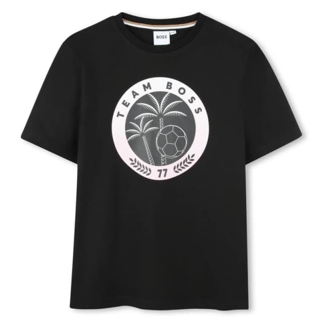 Boss Kids Palm Logo T-Shirt Black 09B male 6Y