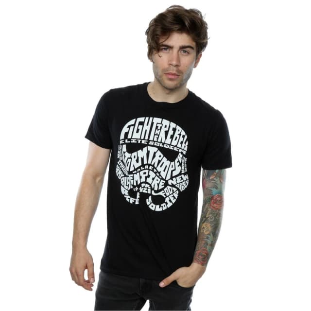 Star Wars Star Wars Men Stormtrooper Text Head T-Shirt in Black Size: Small Black S Male 5057068070341