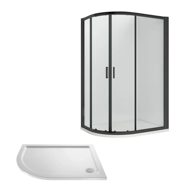 Balterley Ruwa Offset LH Quadrant: Door, Panel, Tray, 1000 x 800 mm Black/White in Black Unisex