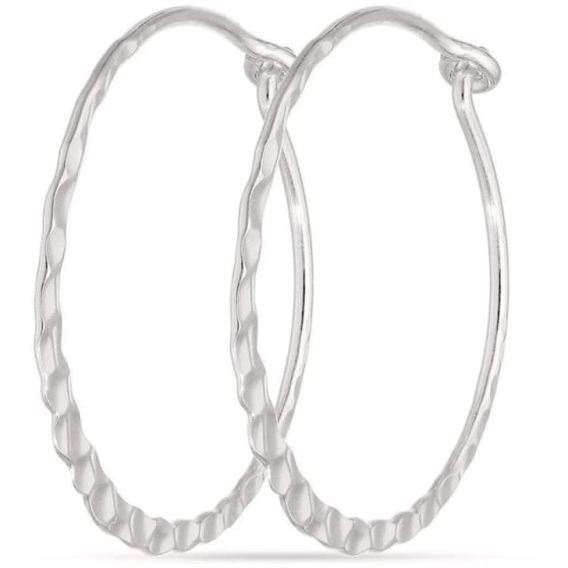 Be You Sterling Silver Hammered 25mm Hoop Earrings Silver One Size