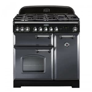 Rangemaster CDL90DFFSL/C (124180) CLASSIC DELUXE 90cm Dual Fuel Range Cooker, Slate/C