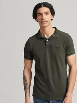 Superdry Vintage Destroy Polo Shirt, Olive Size M Men