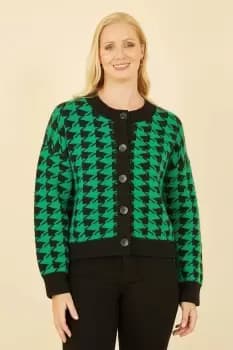 Green Houndstooth Cardigan