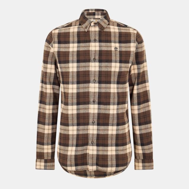 Timberland Mens Long-Sleeve Check Patterned Shirt Choco Brown male M