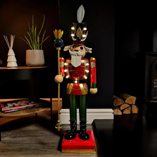 80cm Light Up Nutcracker Soldier LED Christmas Wooden Ornament Home Decoration