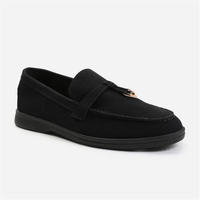Where's That From 'Pegasus' Wide Fit Slip On Trim Loafers With Accessory Detailing Black
