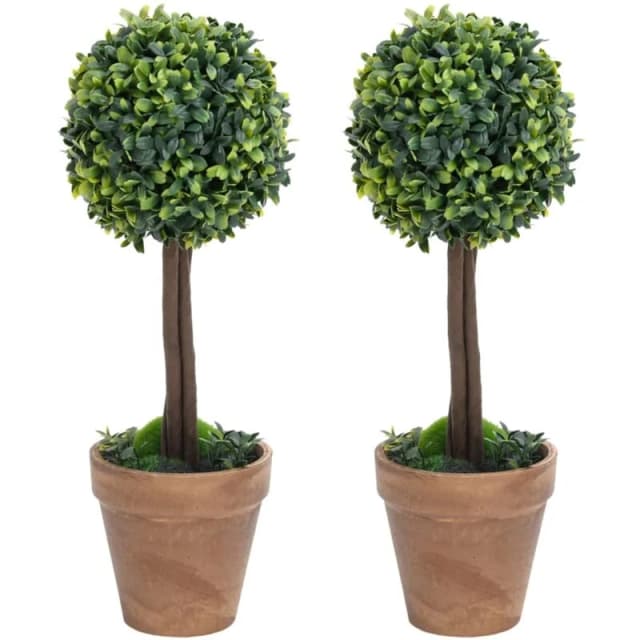 VIDAXL Artificial Boxwood Plants 2 pcs with Pots Ball Shaped Green 56cm Vidaxl 8720286569191