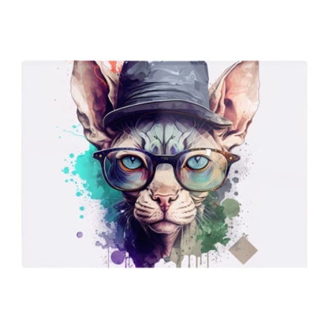 Warren Reed Designer Sphynx Cat Face Splashart Chopping Board