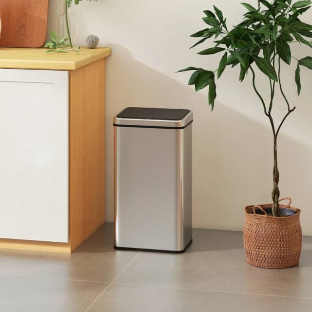 HOMCOM HOMCOM Kitchen Bin with Fast Motion Sensor, 50L Stainless Steel Sensor Bin in Silver Size: Large Silver Large Unisex 5063603095908