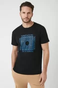Black Slim Fit Nostalgic Print T-Shirt