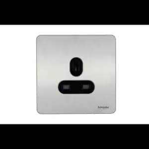 Schneider USFP 13A Single Pole 1G Unswitched Socket Black Insert Stainless Steel - GU3450BSS