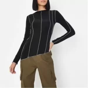 Missguided Tall Asym Hem Exposed Seam Top Ls - Black