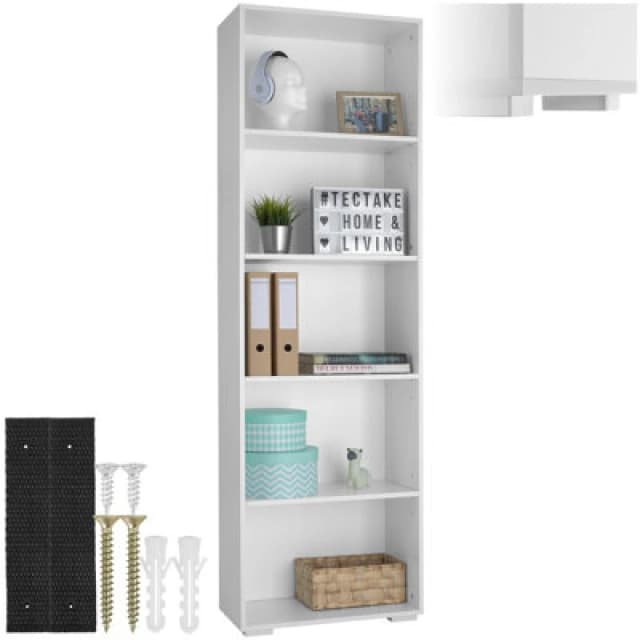 Tectake Bookshelf Lexi - Bookcase With 5 Shelves - White