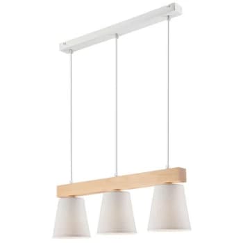 Lamkur Lighting - Enrico Bar Pendant Ceiling Light With Fabric Shades, White, 3x E27