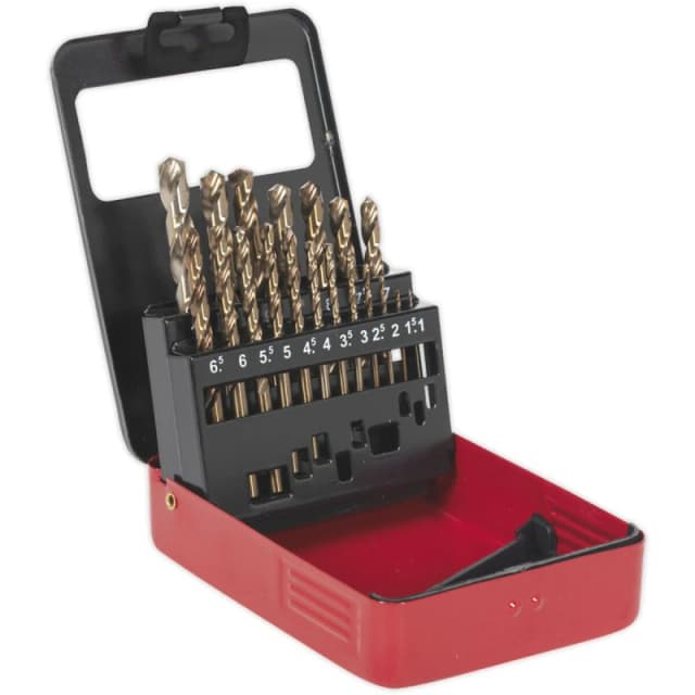 Loops 19 Piece Fully Ground HSS Cobalt Drill Bit Set - 1mm to 10mm - Split Point Tip Multi