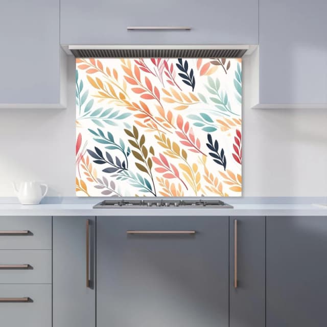 Warren Reed - Designer Colouful Sping Leaves Kitchen Splashback in Orange Size: 600mm x 750mm Orange Unisex 600mm x 750mm