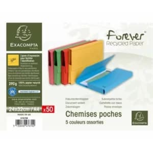 Exacompta Forever Document Wallets A4 2 Packs of 50 290gsm Assorted, white