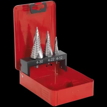 Sealey 3 Piece Spiral Fluted M2 HSS Step Drill Set