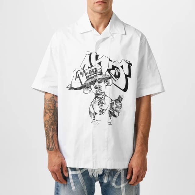 Off White Mens Graff Freestyle P Graphic Print Overshirt White male S (46)