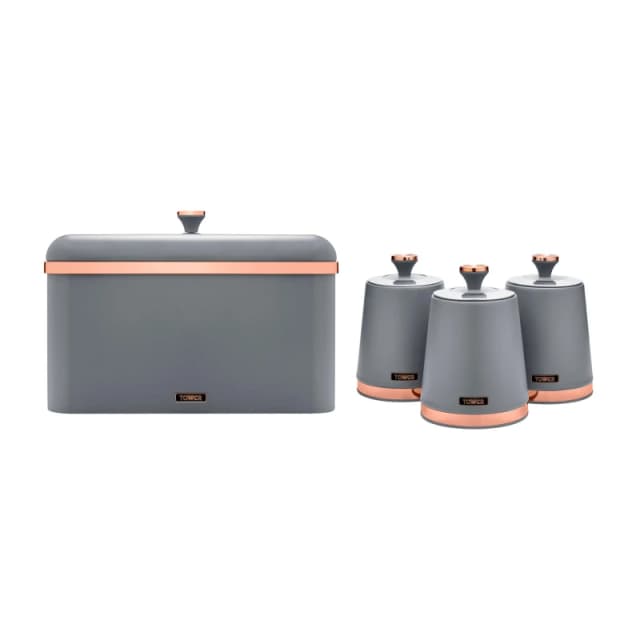 Tower Tower Cavaletto Storage Set of Bread Bin and three Canisters EEJB282 in Grey Grey A Unisex 5056784511954